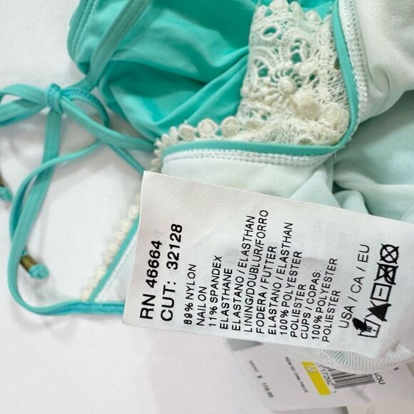 Ella Moss One Piece Swimsuit Womens Medium New Sea Green Halter Lace Beach - Picture 8 of 9